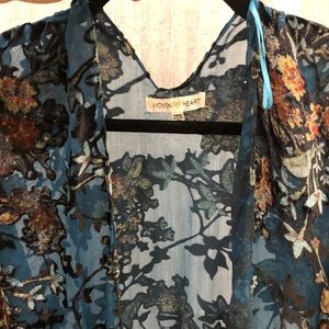 Boho chic floral velvet duster